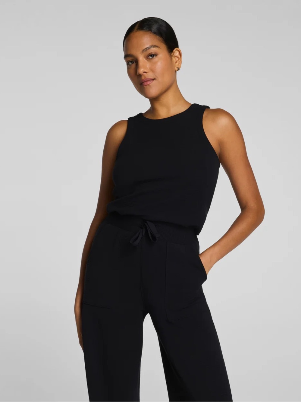 NWT - SPANX AirEssentials® Very Black Sleeveless Drawstring Jumpsuit - Size L